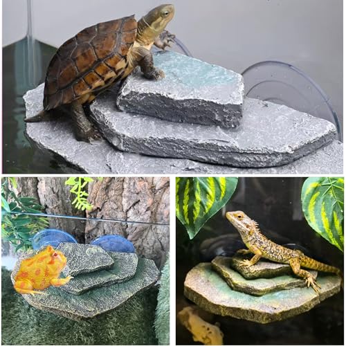 Tfwadmx Turtle Basking Platform Floating Resting Terrace Dock Stone,Grey - color: Grey：s