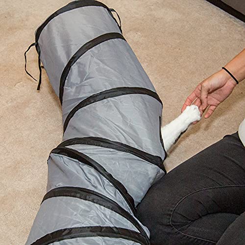 PetLike S Way Cat Tunnel Collapsible Pop-up Pet Tube Hideaway Play Toy with Ball (S-Way, Grey) - color: Grey, size: S-Way