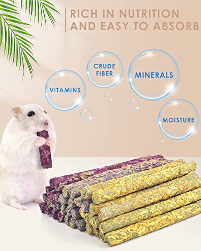 Bissap 108PCS Rabbit Chew Sticks, Mixed Natural Flower Rose Chrysanthemum and Forget-me-not Chew Toys Treats for Rabbit Bunny Chinchilla Guinea Pig Hamster and Other Small Animals Molar Snacks - size: 108 pieces