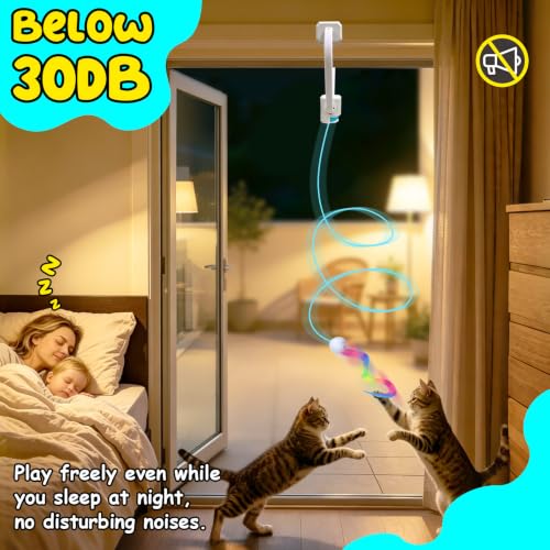 Automatic Interactive Cat Toy for Indoor Cats, Doorway Cat Kittens Toys - color: Grey