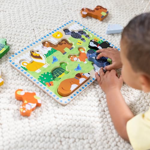 Melissa & Doug Pets Wooden Chunky Puzzle (8 pcs), Educational Screen Free Activity for Toddler, Preschoolers and Kids Ages 2+ - size: 11.95 x 8.95 x 1 inches, style: Pets