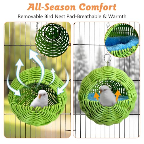 BNOSDM Bird Nest with Soft Pad Hanging Small Parrot Bed Set (Green) - color: Green Hanging Nest - G-Type