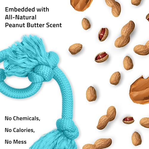 Playology Tug Rope Dog Toys for Large Breeds - Mega, Peanut Butter Scent - size: Mega, style: Peanut Butter