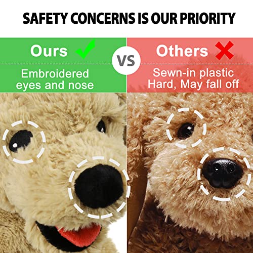 LotFancy Dog Stuffed Animals, 12 inch Cuddly Golden Retriever Stuffed Animals, Sitting Puppy Dog Plush Toy, Birthday Gift for Kids Boys Girls (Pack of 3) - color: Beige, size: 12 inch (Pack of 3)