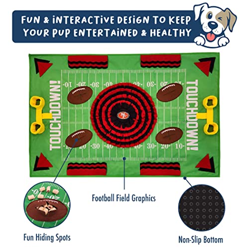NFL San Francisco 49ers Dog Snuffle Mat – Interactive Pet Slow Feeder, Football Field Design Food Puzzle Toy for Dogs & Cats, Foraging Activity Mat for Smarter Feeding - color: SAN FRANCISCO 49ERS