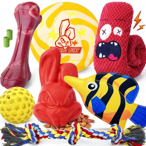 9-Pcs Variety Dog Toys for Aggressive Chewers,Medium & Large Dogs - color: For Super Chewers (Mad Bunny)