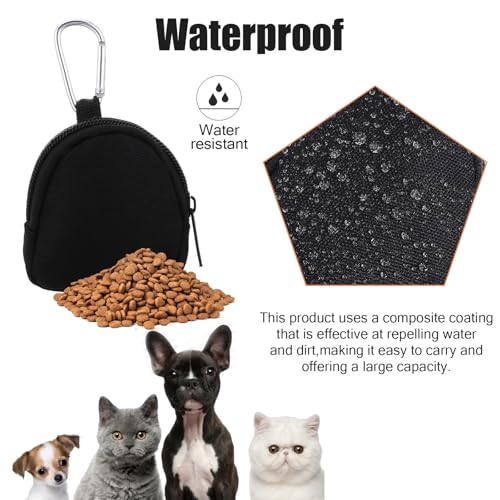 2 PCS Dog Treat Pouches for Pet Training 3in Mini Black Portable Dogs Treats Bag for Travel Outdoor Use Reusable Small Dogs Treats Container