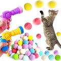 2 Cat Toy Launchers & 100 Cat Pom Pom Balls,Interactive Cat Toys - color: Colorful
