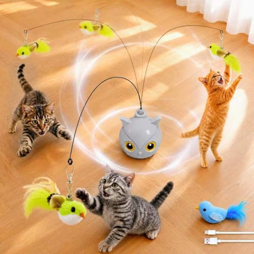 CATPICK Interactive Cat Toy for Indoor Cats, Automatic Flying Bird Toy - color: Grey