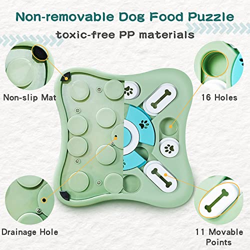 4-Piece Dog Puzzle Toy Set with Lick Mat and Slow Feeder - color: Green
