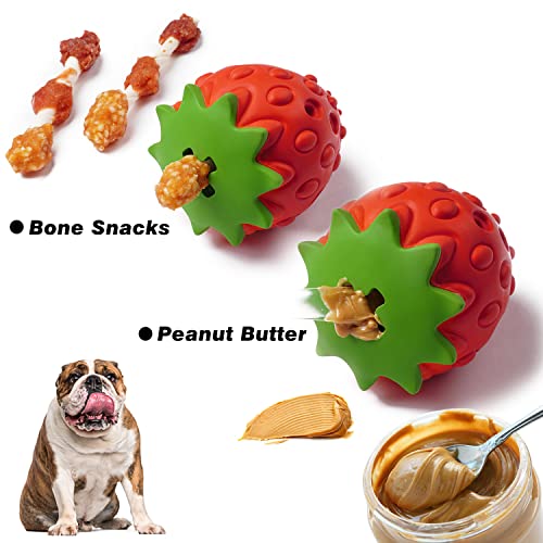 MewaJump Dog Rubber Chew Toys,Treat Food Dispensing Toy Puzzle Toys Ball - color: red strawberry