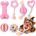 Halloween Puppy Chew Toys, 6 Pack Teething Toys for Small Breed Puppies - color: 6 Pack Pink Chew Toys
