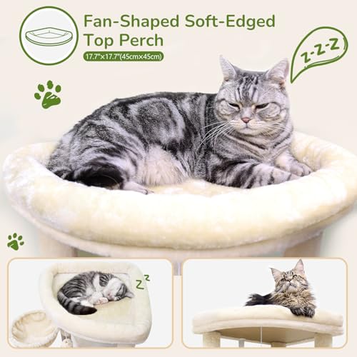 Globlazer Corner Stable Cat Tree Tower with Scratching Post, C51, Beige - color: Beige, size: 51inch