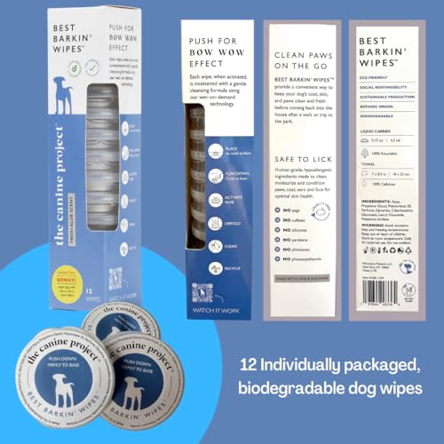 BARKIN' Wipes – On-The-Go Individual Micellar Water Dog Wipes - 12Pk - size: 12-Pack