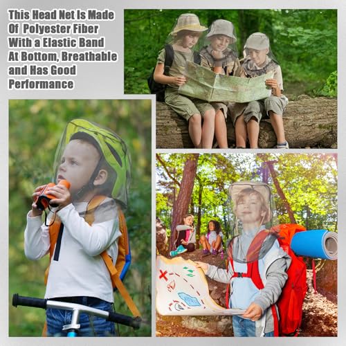 HESTYA 6pack Mosquito Bug Head Net Mesh for Camping Hiking, Grey - color: Gray