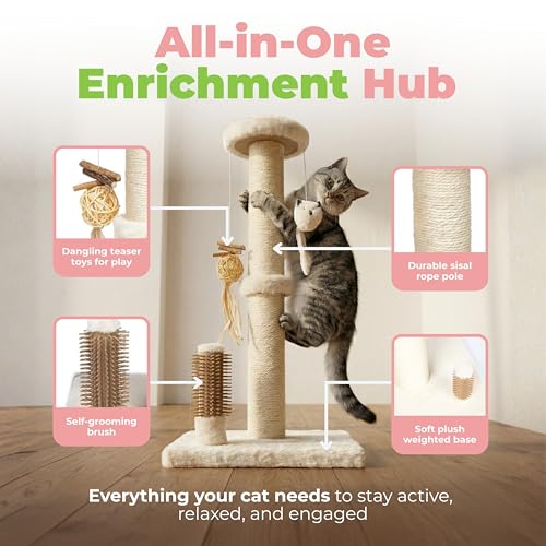 Best Pet Supplies Catify Cat Scratching Post - Beige H: 25" - color: Beige Scratching Post - H: 25"