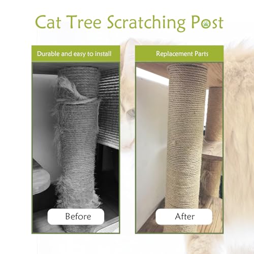 4 Pcs Cat Scratching Post Replacement for Indoor 15.7 x 3.1 Inches Cats Tree Replacement Parts Natural Sisal Cat Scratch Posts Refill Pole Part with M8 Screws Spare Cat Furniture Accessories - color: 【4 Pcs+White 】