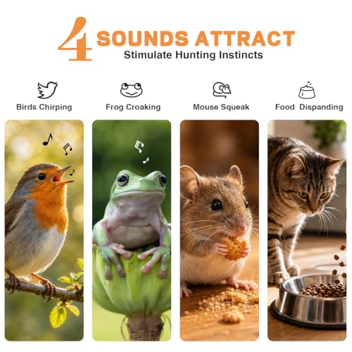 Cat Ball Toy, Upgraded Smart Motion Sensor Moving Ball with 3 Speed Modes & 4 Sounds, Interactive Toy for Indoor Cats, Motion Activated, Chirping Light, 2 Feather Tails(White) - color: White