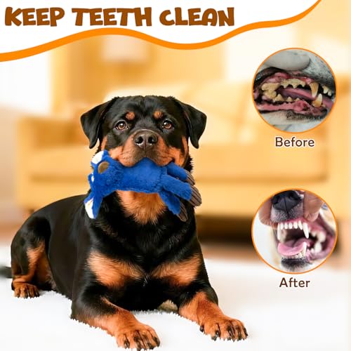 5 Pack No Stuffing Dog Toys, Squeaky Crinkle Plush Animal Toys - color: 5-color