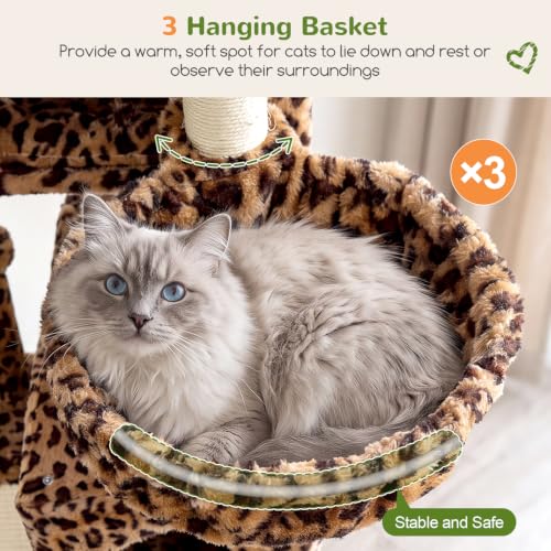 Globlazer Large Cat Tree 72in Tall Cat Climbing Tower, F72G, Leopard Print - color: Leopard Print