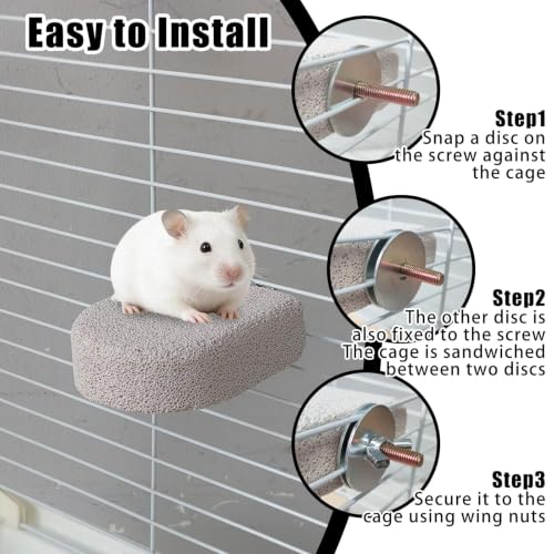 4 Pack Hamster Rat Lava Ledge Platform Teeth Grinding Chewing Toy (S,Grey)