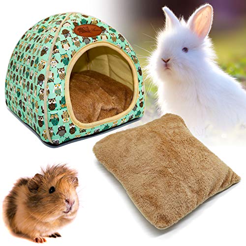 Guinea Pig Bed Hideout, Washable Hamster Cave for Small Animals - color: Green
