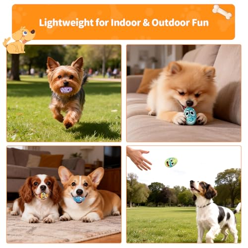 Squeaky Dog Toys for Puppy Small Dogs, 3 Pack Soft Latex Rubber Dog Chew Toys with Squeaker, Smile Face Dog Squeaky Balls for Interactive Play & Training - style: 3 Pack-B