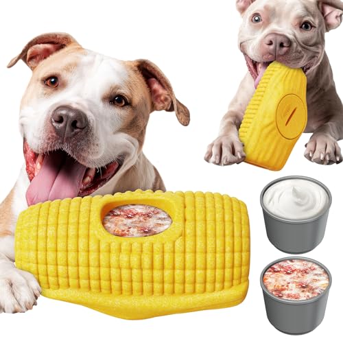 Sedioso Dog Toys for Aggressive Chewers, Indestructible Enrichment Dogs Toy for Large Medium Breed,Interactive Dog Frozen Lick Treat Tray Holder with Dual Molds to Keep Them Busy and Reduces Anxiety - color: Yellow