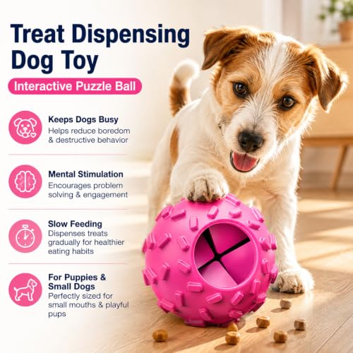 Treat Dispensing Dog Toy, Dog Puzzle Toy and Dog Treat Ball for Small Dogs - color: Purple