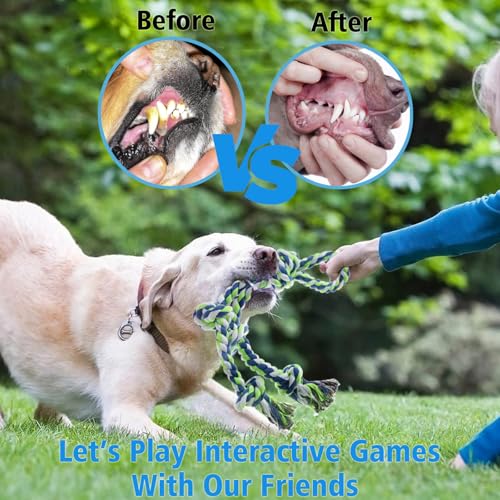 Rope Toy for Dogs, 2 Pack Large Dog Rope Toys for Aggressive Chewers, Heavy Duty Dog Toys for Large Medium Breed, Indestructible Tough Rope Chew Toys Tug of War Dog Toy Teeth Cleaning - color: 2pcs blue green