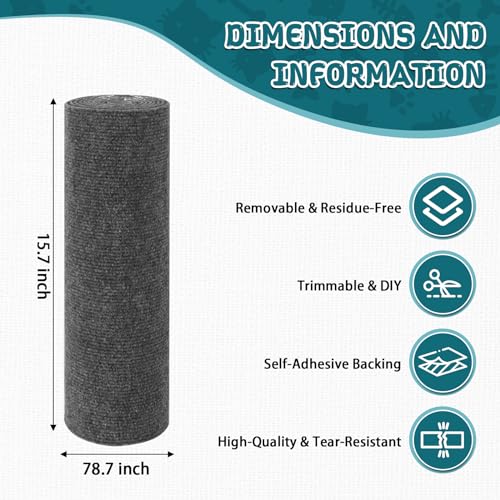 LSGCQ Cat Scratch Mat Self Adhesive Cat Scratch Furniture Protector - color: Dark Gray, size: 15.8’’x78.7’’