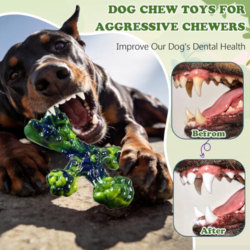 2Pack TreeBone Indestructible Dog Chew Toys for Aggressive Chewers - color: RedGreen