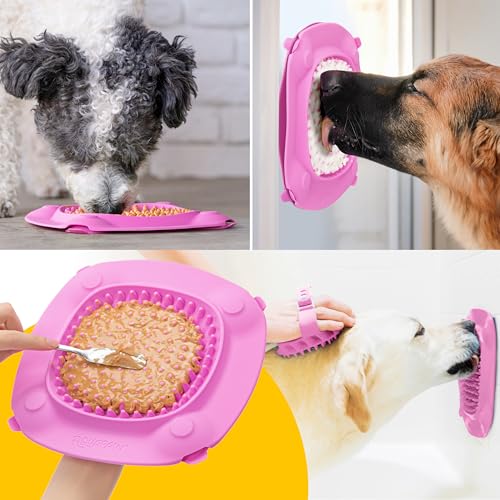 Aquapaw XL Dog Lick Mat - Suction Cups for Stable Dog Food Mat - Slow Licking Boredom Buster Treat Pad with Peanut Butter - Dishwasher-Safe Silicone Pad - XL, Pink - size: 1-Pack XL