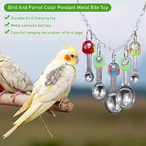 Litewoo Bird Stainless Steel Bell Toys, Safe and Stable Hanging Spoons Pipe Chew Bite Toy（E） - color: Toy E
