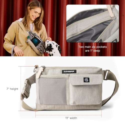 Cleverpup Walk & Train 2-in-1 Dog Walking Bag - Hands-Free, Sand - color: Sand