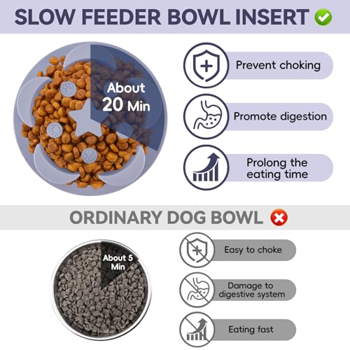 Slow Feeder Dog Bowls Insert 5.8" ×1.6" Silicone Slow Feeder Insert, Grey - color: Grey, size: 5.8"x1.6"