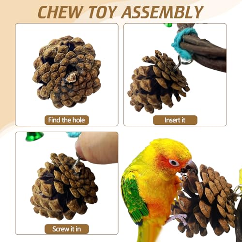 BNOSDM Bird Swing Rings Toy Wood Parrot Perches Natural Climbing Ladder