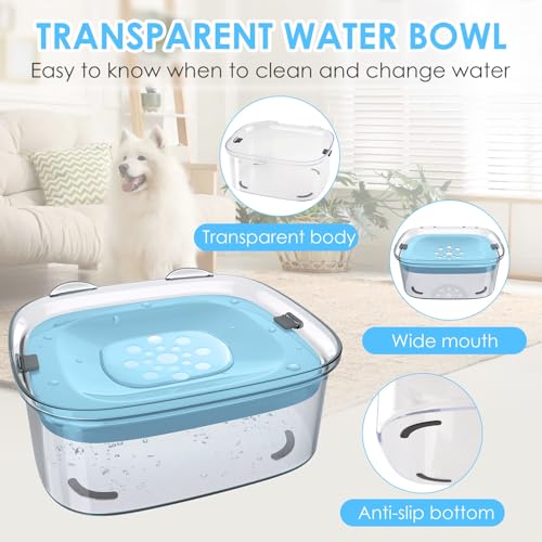 AONKEY 3L Dog Water Bowl No Spill, 101oz Large Spill Proof Dog Bowl Reduce Refill, Anti Splash No Mess Dispenser Dripless Slow Drinking Water Bowl for Sloppy Messy Drinkers (Sky Blue) - color: Sky Blue
