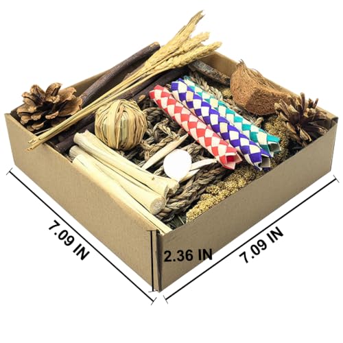Hamster Toys Box for Chewing&Teeth Grinding Natural Hamster Treats for Chinchilla Rat Hamster Bunny and Other Small Pets (Small) (Pack of 2) - size: Small (Pack of 2)