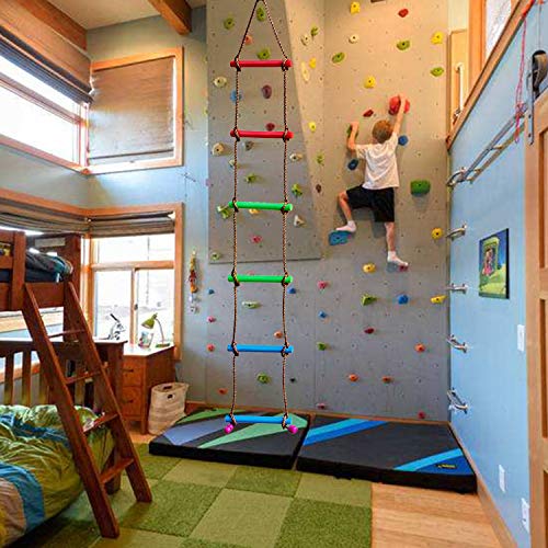 Rainbow Craft 6.6FT Ninja Rope Ladder, PP Material, Kids Obstacle Course