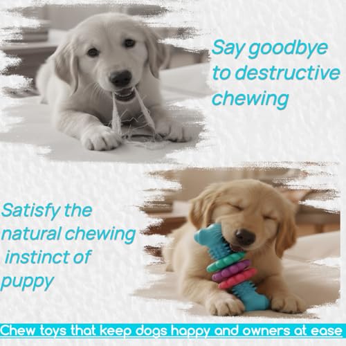 Puppy Teething Toy, Durable Chew Toy for Small Dogs, Interactive Bone Toy to Keep Puppies Busy, Teeth Cleaning Dog Toy for Small Breeds - color: Blue
