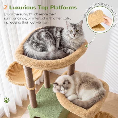 Globlazer Cactus Cat Tree Tower for Indoor Cats Large Adult, S63, Green - color: Cactus, size: XXL