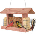 Solution4Patio Squirrel-Proof Cedar Hopper Bird Feeder, Dual Suet Holder - style: Rectangle