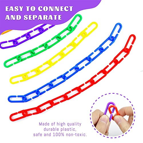 JIALEEY 100PCS Plastic Chain Links, Children's Learning Toy, Mix Color Rainbow DIY C-Clips Chains Hooks Swing Climbing Cage Toys for Bird Sugar Glider Rat Parrot - size: Bird, Rat