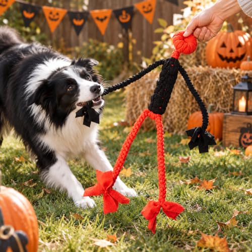 Halloween Scarecrow Braided Fleece Dog Tug Toy, Tug of War Rope - color: Halloween Style