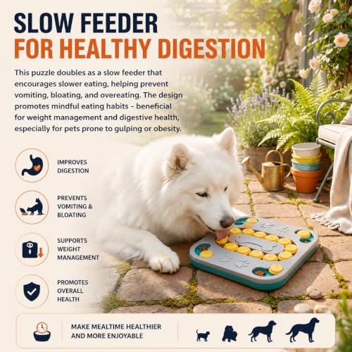 Cat Puzzle Toy, Treat Dispenser & Slow Feeder for Cat and Dog (grey) - color: grey