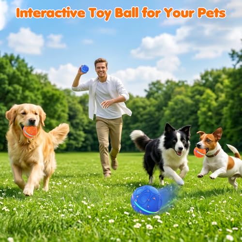 Interactive Dog Toys Ball – Automatic 3-Modes Active Rolling Balls (Orange) - color: Orange