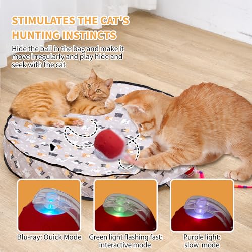 Interactive Cat Toys for Indoor Cats – Moving Ball Cat Play Mat, Interactive Toys for Cats with Rolling Motion for Exercise, Mental Stimulation & Boredom Relief, Rolling Ball in 28" Playing Mat