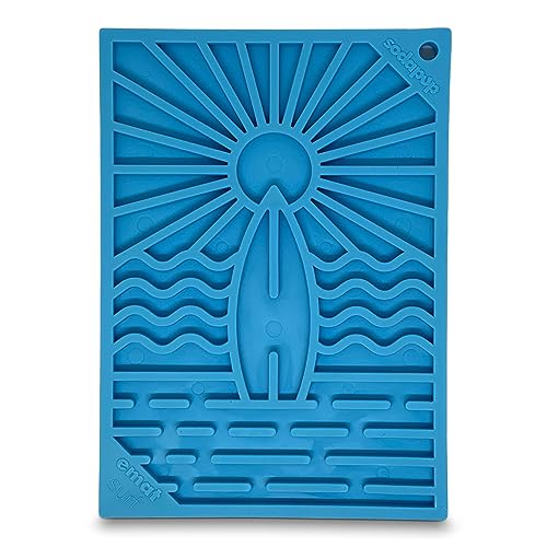SodaPup Surf eMat – Durable Enrichment Feeder Made in USA from Non-Toxic, Pet-Safe, Food Safe Rubber for Mental Stimulation, Avoiding Overfeeding, Fresh Breath, Digestive Health, & More - color: Surf eMat Blue