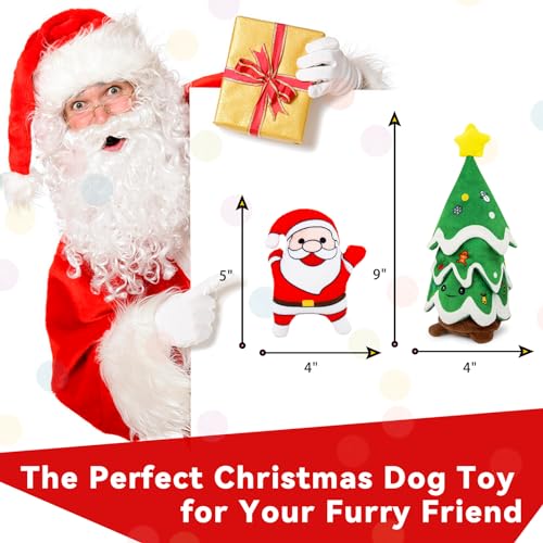 Christmas Dog Toy, Squeaky Crinkle Xmas Tree and Santa - style: Christmas Toy